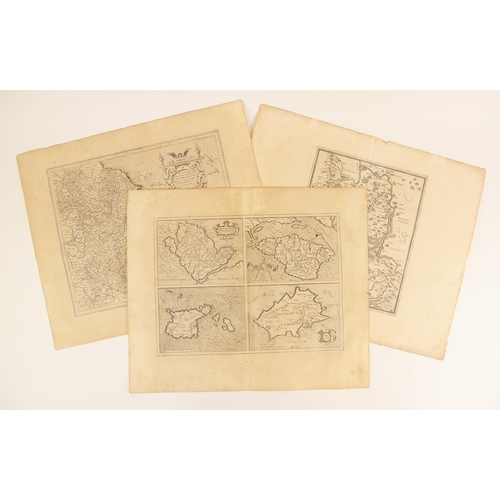 212 - After Gerard Mercator (1512-1594), three engraved maps on laid paper from French editions of the Mer... 