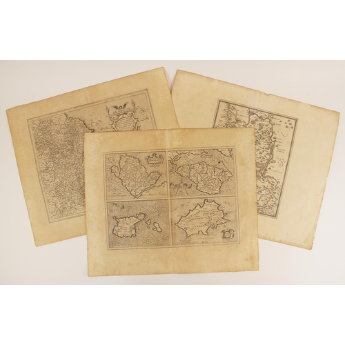 212 - After Gerard Mercator (1512-1594), three engraved maps on laid paper from French editions of the Mer... 