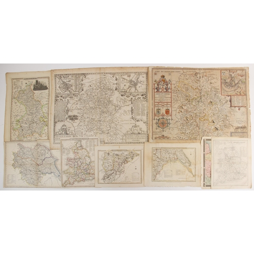 214 - A collection of unframed British county maps, 17th century and later, to include: after John Speed (... 