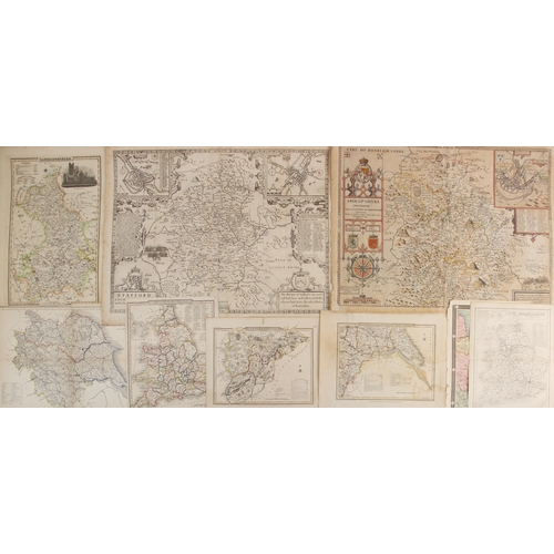 214 - A collection of unframed British county maps, 17th century and later, to include: after John Speed (... 