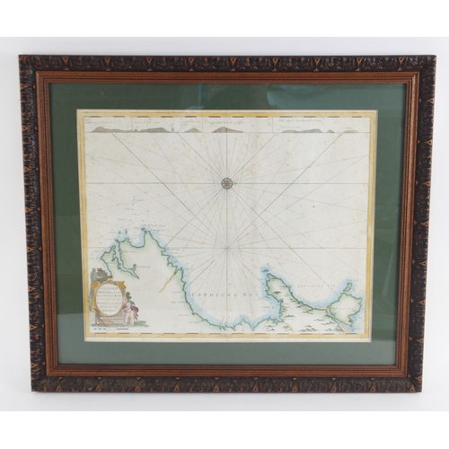 218 - After Captain Greenvile Collins (British, 1643-1694), an engraved naval chart on laid paper depictin... 