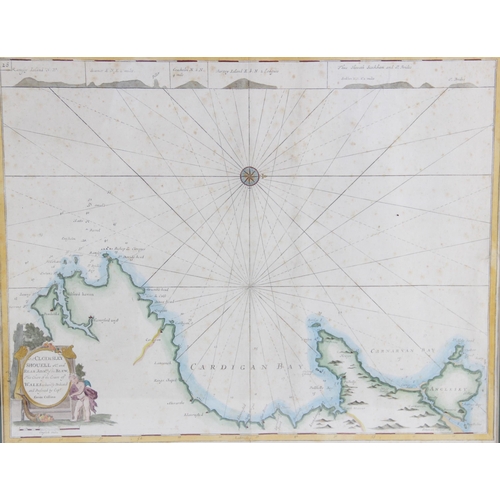 218 - After Captain Greenvile Collins (British, 1643-1694), an engraved naval chart on laid paper depictin... 