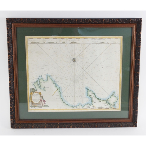 218 - After Captain Greenvile Collins (British, 1643-1694), an engraved naval chart on laid paper depictin... 