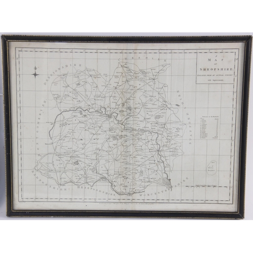 229 - After Robert Morden (1650 – 1703), SHROP SHIRE, an uncoloured engraved map on laid paper depicting t... 