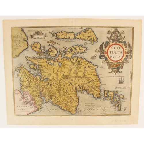 237 - After Ortelius [Abraham Ortel] (1528-1598), SCOTIAE TABULA, an engraved map on laid paper depicting ... 