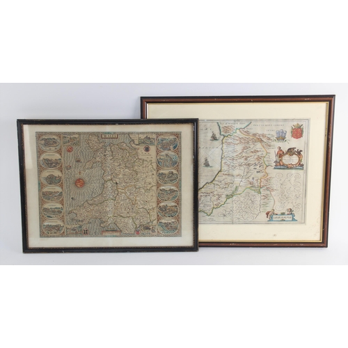 238 - After John Speed (1552-1629), WALES, an engraved map on paper, twelve oval vignettes of principal ci... 