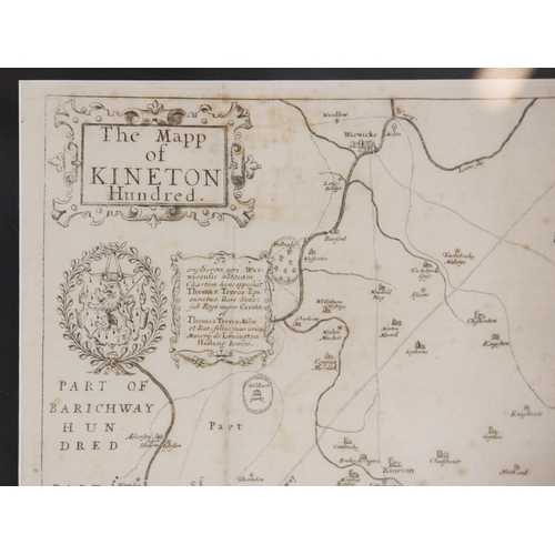 241 - Two engraved maps on laid paper, THE MAPP OF KINETON HUNDRED, uncoloured, engraved by Robert Vaughan... 