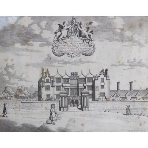 269 - After Michael Burghers (1653-1727), an engraved view of Keel Hall dedicated to William Sneyd, 28cm x... 