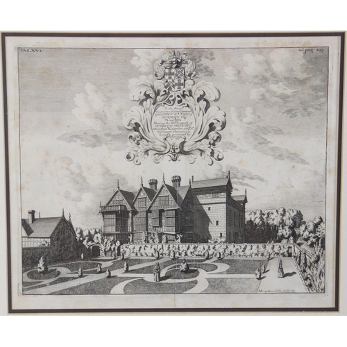 269 - After Michael Burghers (1653-1727), an engraved view of Keel Hall dedicated to William Sneyd, 28cm x... 