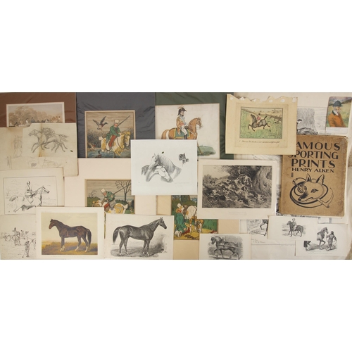 270 - A portfolio of equestrian prints, 19th century and later, to include 