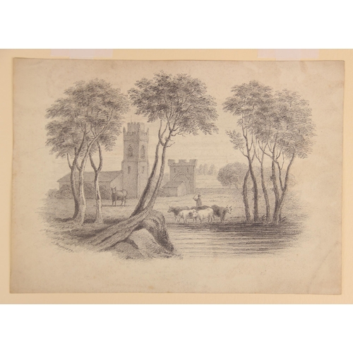 283 - William Rintoul (British, exhibited 1791), 
Six sketches depicting buildings in country landscapes, ... 