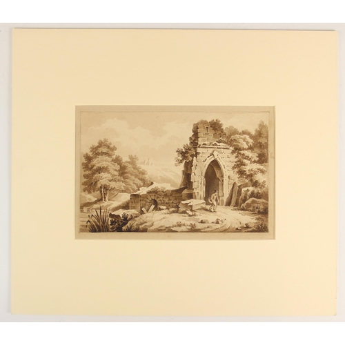 283 - William Rintoul (British, exhibited 1791), 
Six sketches depicting buildings in country landscapes, ... 