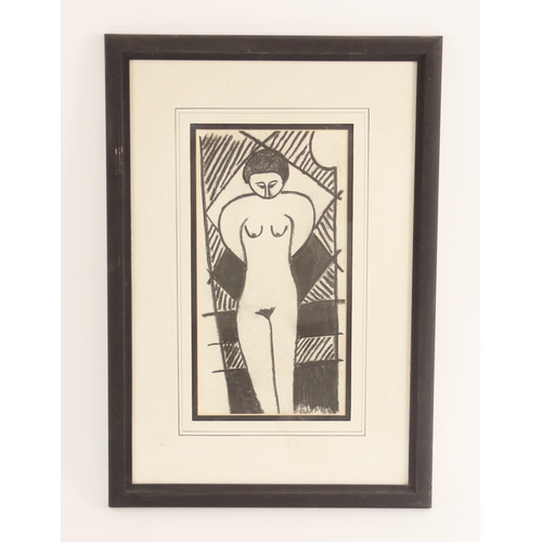 303 - Manner of Francisco Bores (1898-1972),  
Study of a female nude,  
Charcoal on paper,  
Signed 