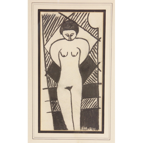 303 - Manner of Francisco Bores (1898-1972),  
Study of a female nude,  
Charcoal on paper,  
Signed 