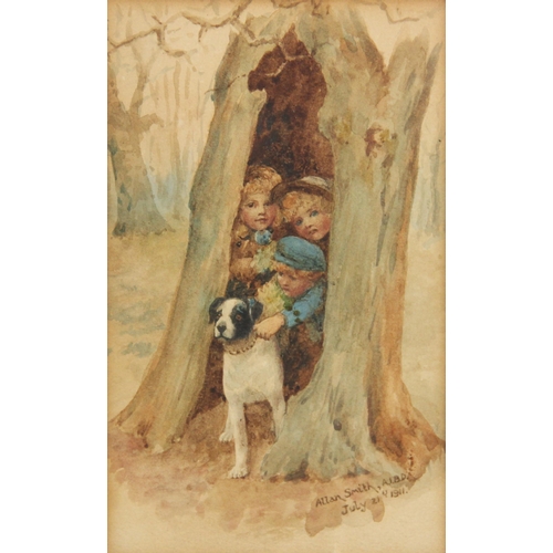 312 - Allan Smith (English school, 20th century),  
Hiding!  
Watercolour on paper,  
Signed lower right, ... 