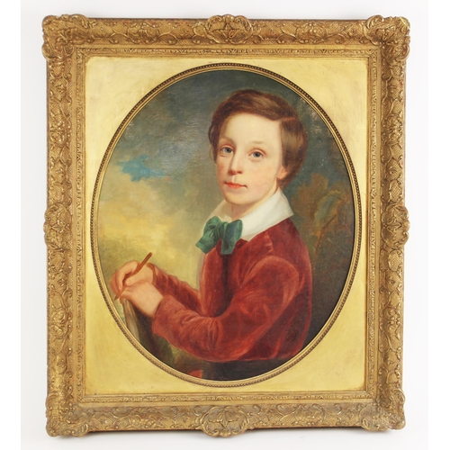 330 - English School (18th century),  
An oval portrait of a young boy,  
Oil on canvas,  
Unsigned,  
The... 