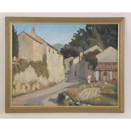 363 - J. B. Treatt (English school, 20th century),  
The lane through a French village,  
Oil on board,  
... 