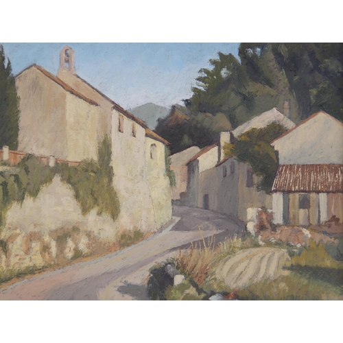 363 - J. B. Treatt (English school, 20th century),  
The lane through a French village,  
Oil on board,  
... 