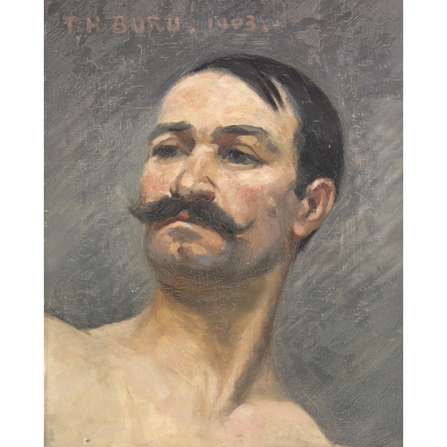 367 - T. H. Burd (English school, late 19th/early 20th century),  
Bust length portrait of a moustachioed ... 