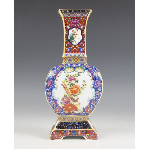 406 - A Chinese porcelain vase, Yongzheng character mark, decorated in a polychrome palette with Shou meda... 