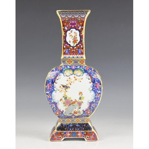 406 - A Chinese porcelain vase, Yongzheng character mark, decorated in a polychrome palette with Shou meda... 