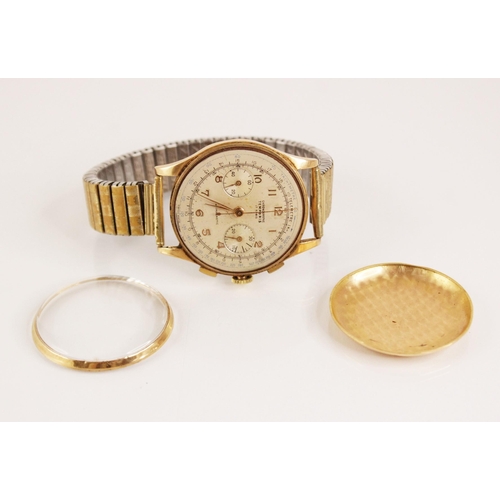 65 - A gentleman's 18ct gold Temporis Chronographe wristwatch, mid-20th century, circular dial with gilt ... 