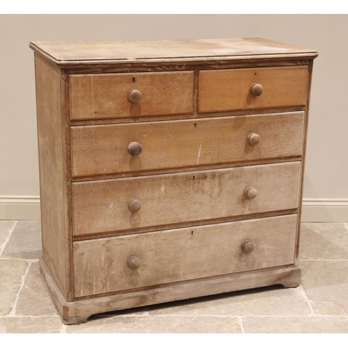 794 - A Victorian ash chest of drawers, by Brown & Lamont, Chester, the rectangular moulded top with cante... 