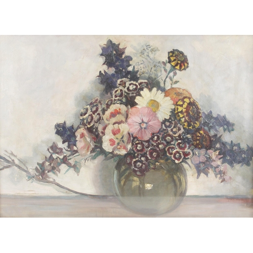 382 - English School (late 19th/early 20th century),  
A floral still life,  
Oil on canvas,  
Signed 