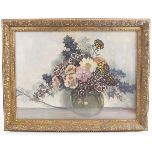 382 - English School (late 19th/early 20th century),  
A floral still life,  
Oil on canvas,  
Signed 