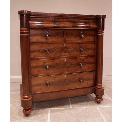 786 - A Victorian mahogany Scottish chest of drawers, the cushion shaped frieze drawer above an arrangemen... 