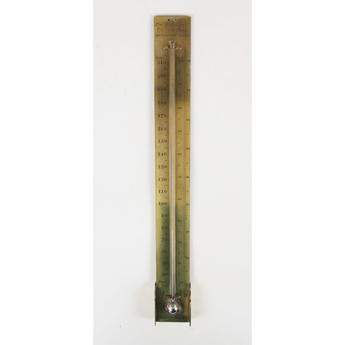 166 - A 19th century marine thermometer by Thomas Rubergall, the mercury tube affixed to a brass plate, di... 