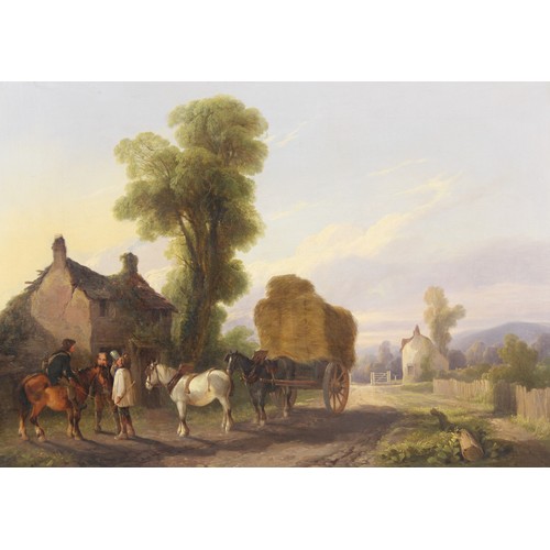 332 - J Willis (British, 19th century),  
'Roadside Refreshment',  
Oil on canvas, 
Named and titled to mo... 