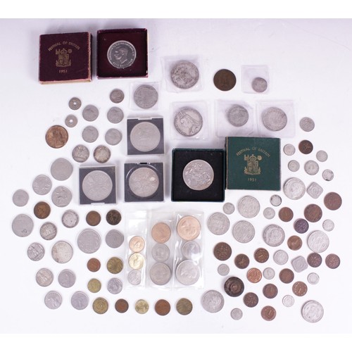 60 - A collection of English and foreign coinage, to include 'Festival of Britain' and some silver exampl... 