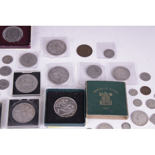 60 - A collection of English and foreign coinage, to include 'Festival of Britain' and some silver exampl... 