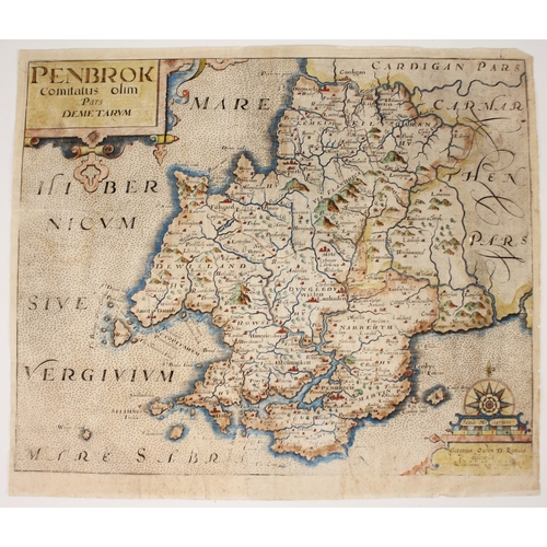 245 - After George Owen (1552-1613) and William Kipp (1588-1635), PENBROK COMITATUS OLIM PARS DEMETARUM, a... 