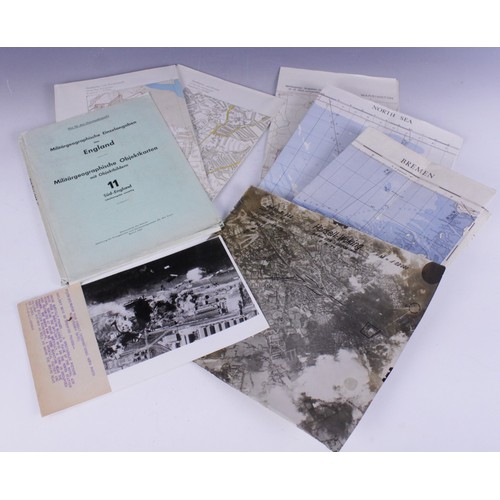 192 - WORLD WAR II INTEREST: A folder of German WWII Operation Sealion bombing maps, titled 