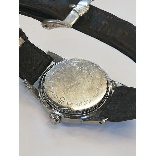 74 - A Tudor Oyster wristwatch, the circular black dial with Thai numerals and subsidiary seconds dial to... 