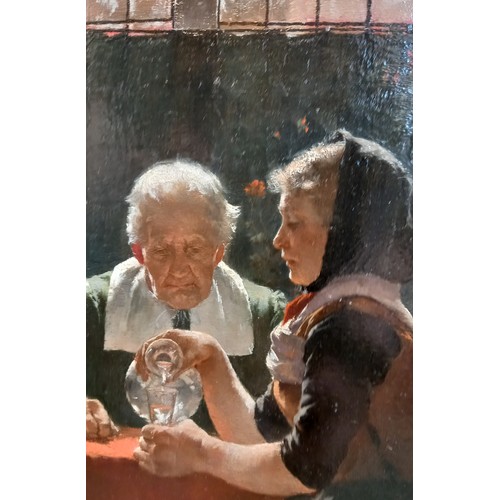 356 - Attributed to Walter Maxwell MacEwen (American, 1860-1943),  
A daughter pouring water for her fathe... 