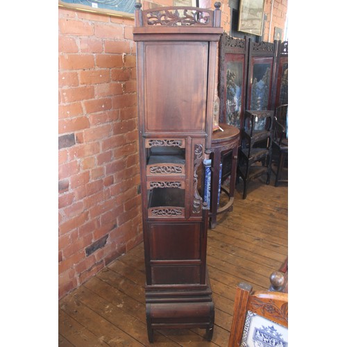 429 - A Japanese shibayama cabinet, early 20th century, with an open work foliate gallery above a conformi... 