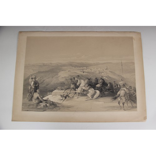 272 - A portfolio of unframed prints, 19th century and later, containing a quantity of landscape and histo... 