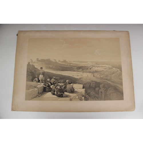 272 - A portfolio of unframed prints, 19th century and later, containing a quantity of landscape and histo... 