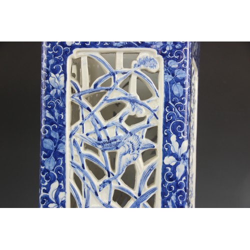 436 - A Japanese Arita porcelain stick stand, Meiji period (1868-1912), decorated in a blue and white pale... 