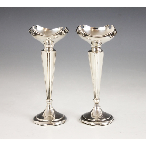 13 - A pair of George V silver posy vases, Cornelius Desormeaux Saunders & James Francis Hollings (Frank)... 