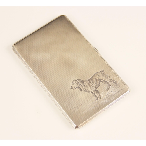 52 - A George VI silver cigarette case, A Wilcox, Birmingham 1949, of rectangular form with engine turned... 