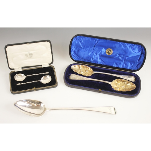 103 - A George III Old English pattern silver serving spoon, George Day, London 1812, with monogrammed ini... 