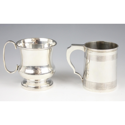 24 - A George V silver christening mug, Stokes & Ireland Ltd, Chester 1921, of tapering cylindrical form ... 