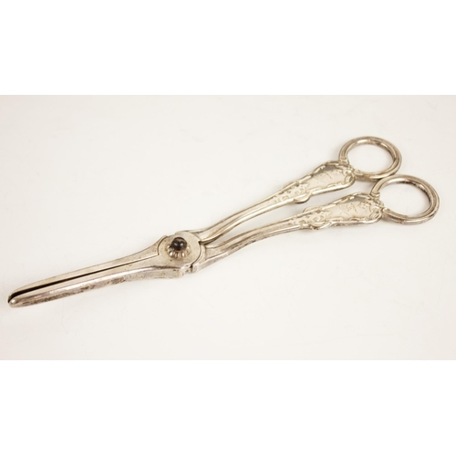 92 - A pair of Victorian silver grape scissors, Chawner & Co, London 1853, of typical form with cast foli... 