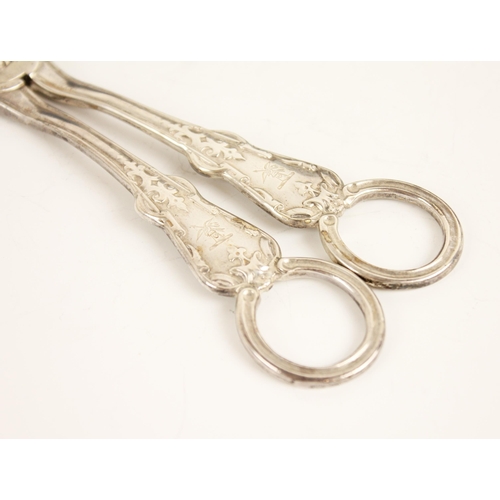 92 - A pair of Victorian silver grape scissors, Chawner & Co, London 1853, of typical form with cast foli... 