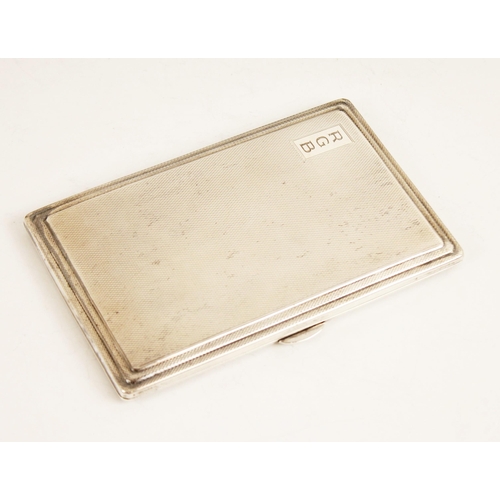 111 - A George VI silver cigarette case, possibly Turner & Simpson, Birmingham 1946, of stepped rectangula... 