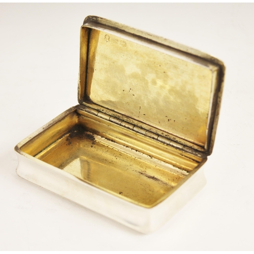 65 - A George IV silver snuff box, possibly Thomas Spicer, Birmingham 1825, of rectangular waisted form, ... 